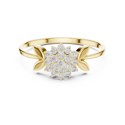 0.21 Carat Diamond Flower Blossom Cluster Ring | Yellow Gold