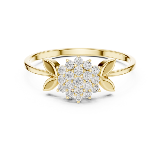 0.21 Carat Diamond Flower Blossom Cluster Ring | Yellow Gold