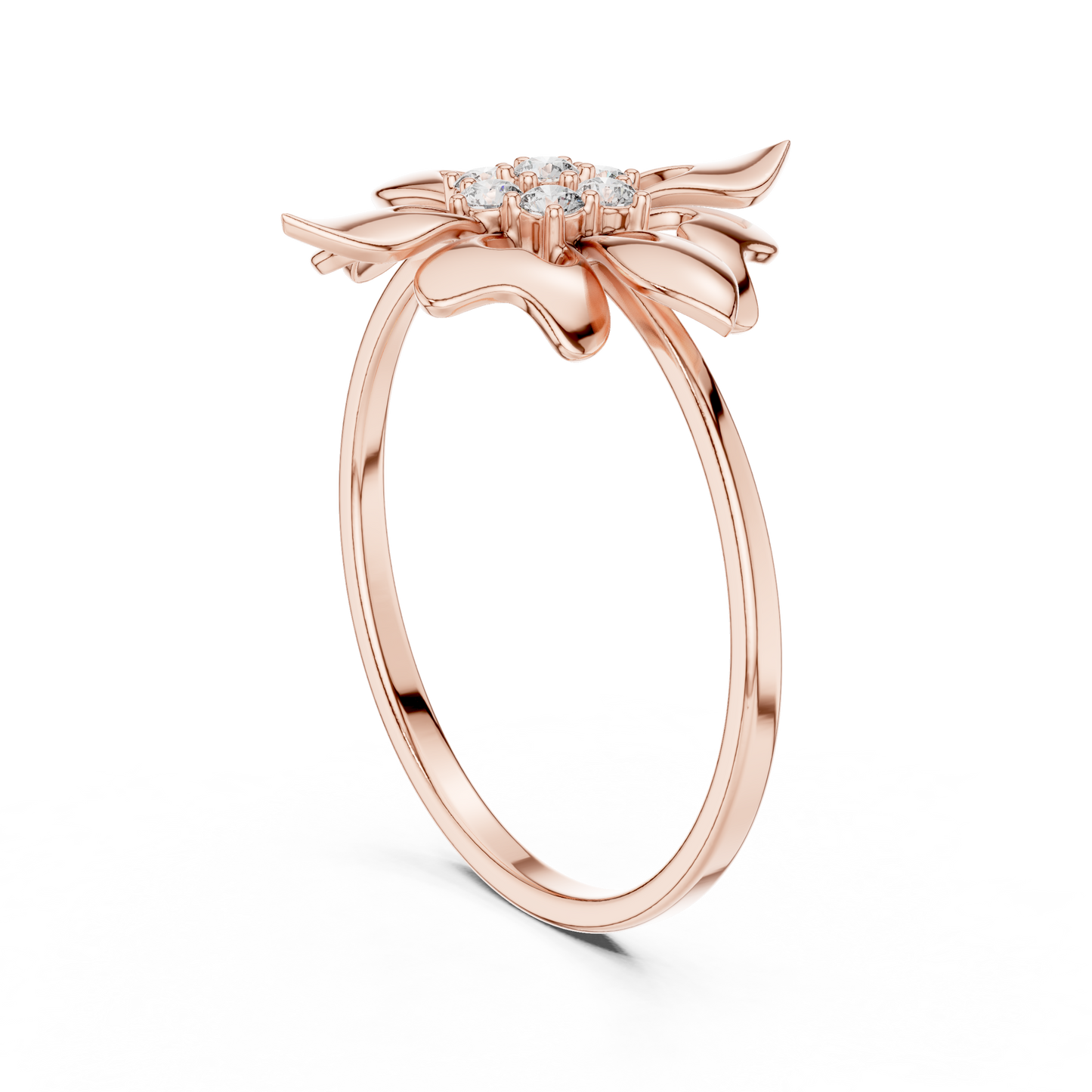 0.11 Carat Diamond Royal Blossom Crest Shield Ring | Yellow Gold