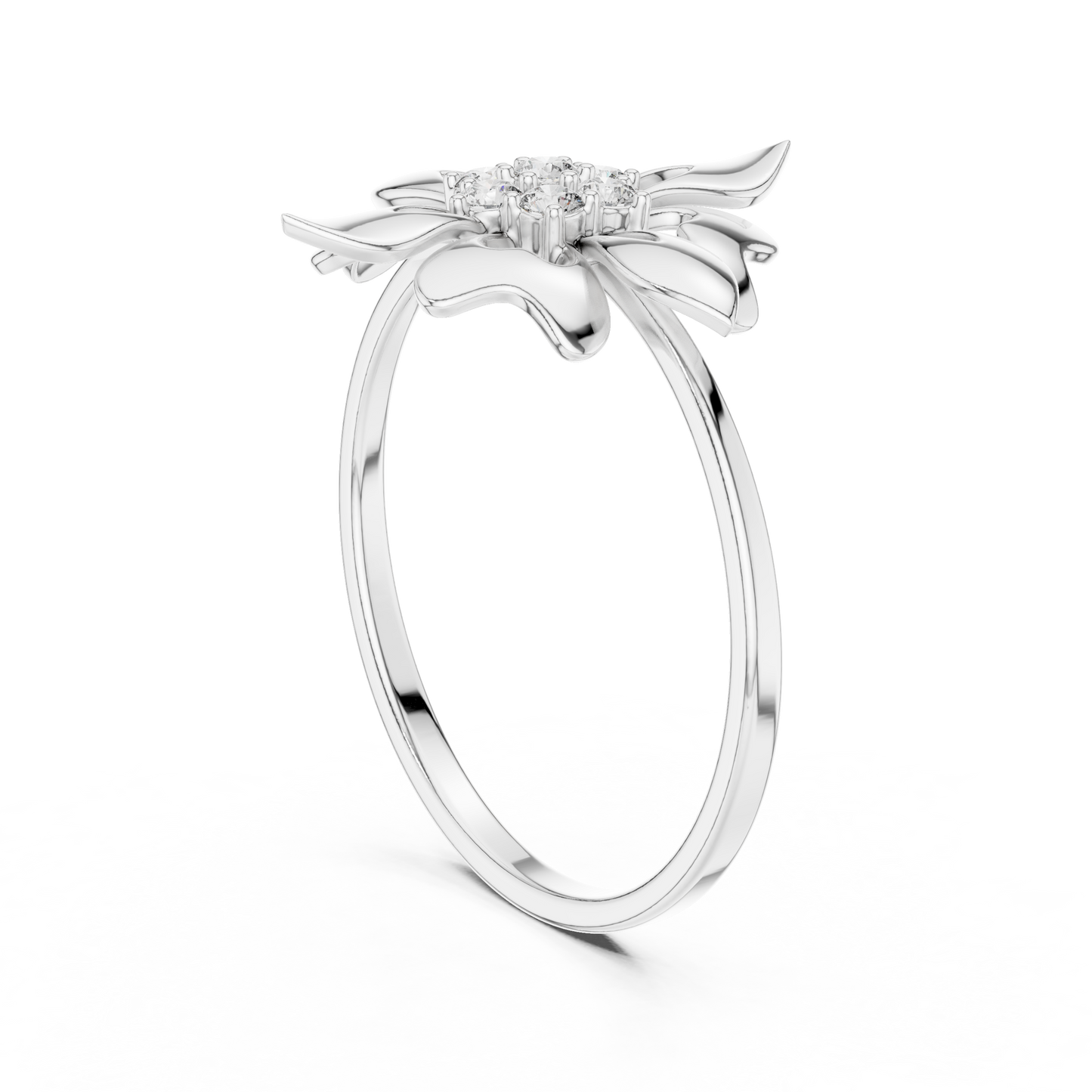 0.11 Carat Diamond Royal Blossom Crest Shield Ring | Yellow Gold