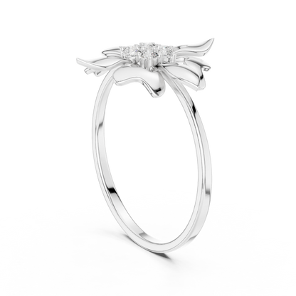 0.11 Carat Diamond Royal Blossom Crest Shield Ring | Yellow Gold
