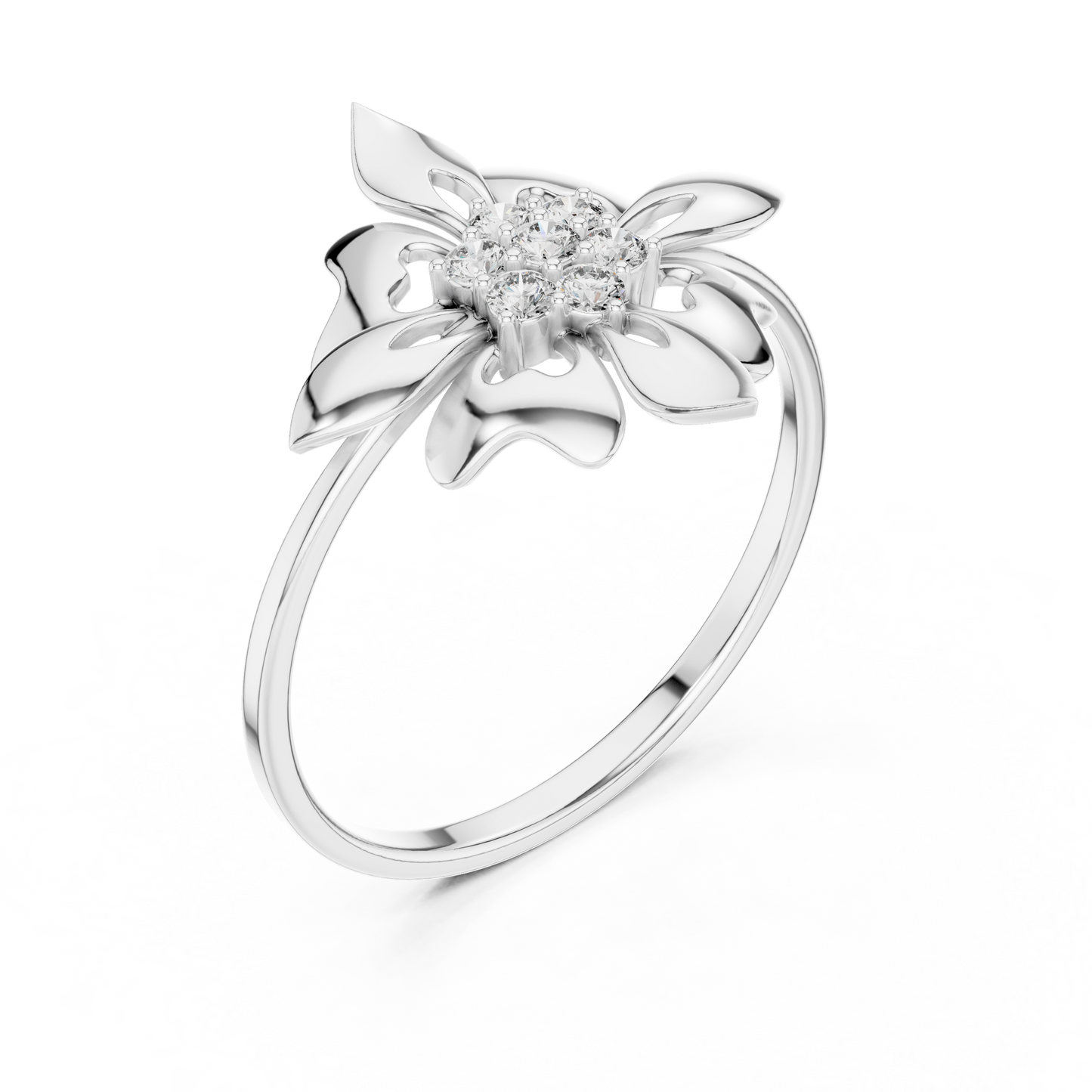 0.11 Carat Diamond Royal Blossom Crest Shield Ring | Yellow Gold