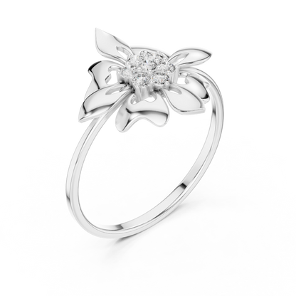 0.11 Carat Diamond Royal Blossom Crest Shield Ring | Yellow Gold