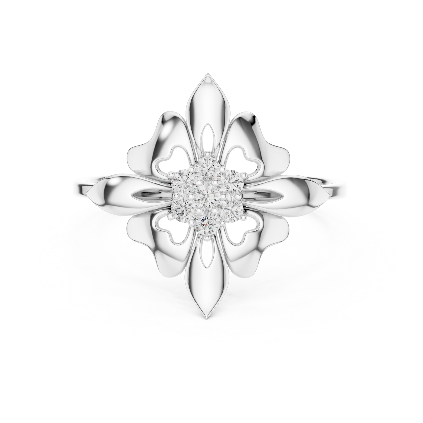 0.11 Carat Diamond Royal Blossom Crest Shield Ring | Yellow Gold