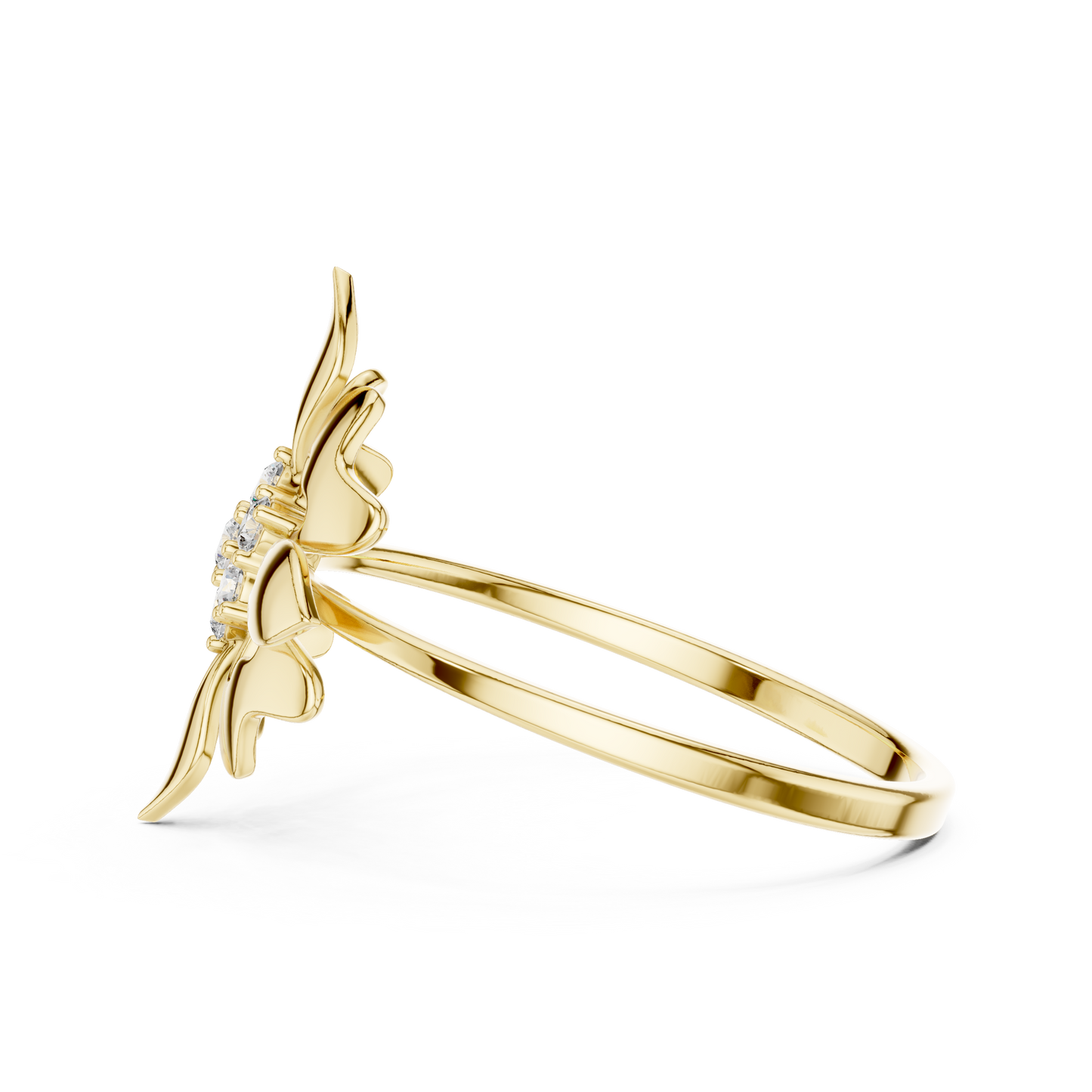 0.11 Carat Diamond Royal Blossom Crest Shield Ring | Yellow Gold
