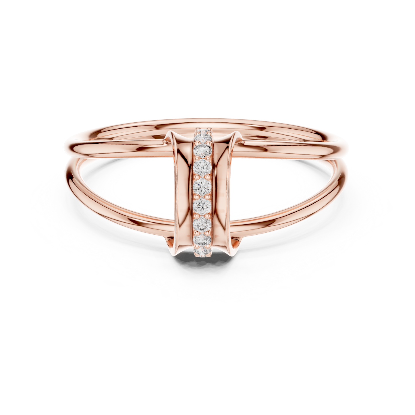0.06 Carat Diamond Vertical Bar Split Shank Ring | Yellow Gold