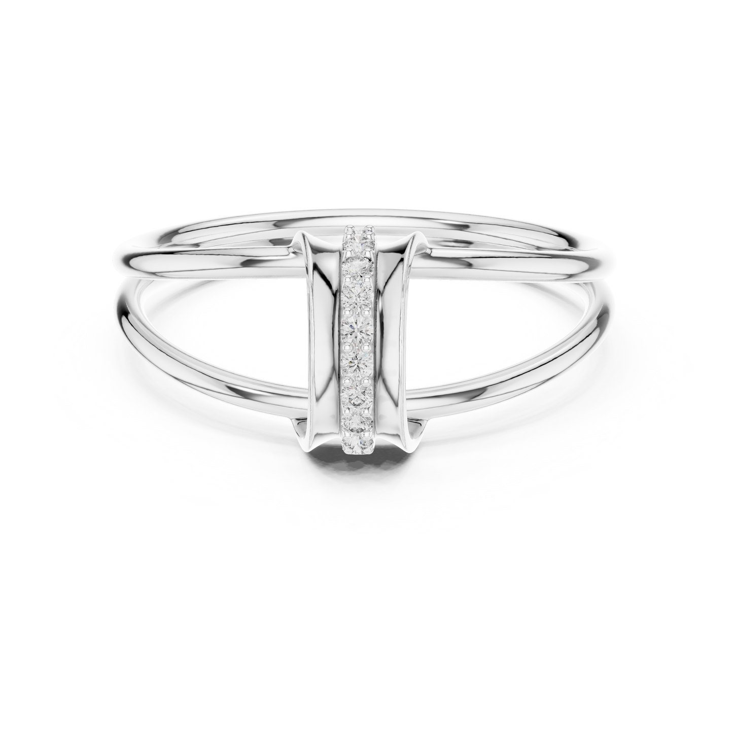0.06 Carat Diamond Vertical Bar Split Shank Ring | Yellow Gold