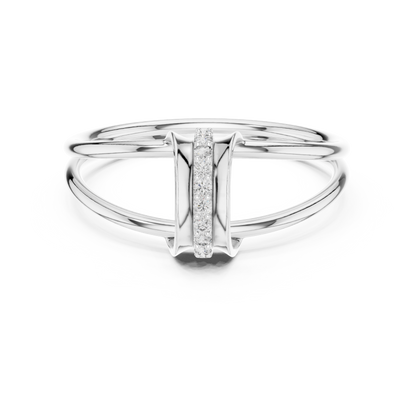 0.06 Carat Diamond Vertical Bar Split Shank Ring | Yellow Gold