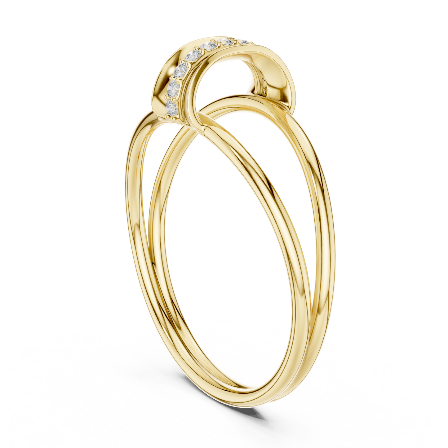 0.06 Carat Diamond Vertical Bar Split Shank Ring | Yellow Gold