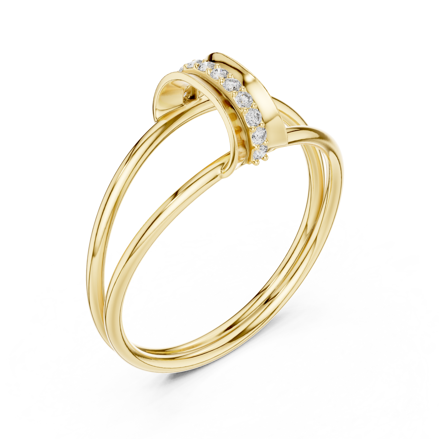 0.06 Carat Diamond Vertical Bar Split Shank Ring | Yellow Gold