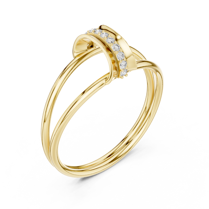 0.06 Carat Diamond Vertical Bar Split Shank Ring | Yellow Gold