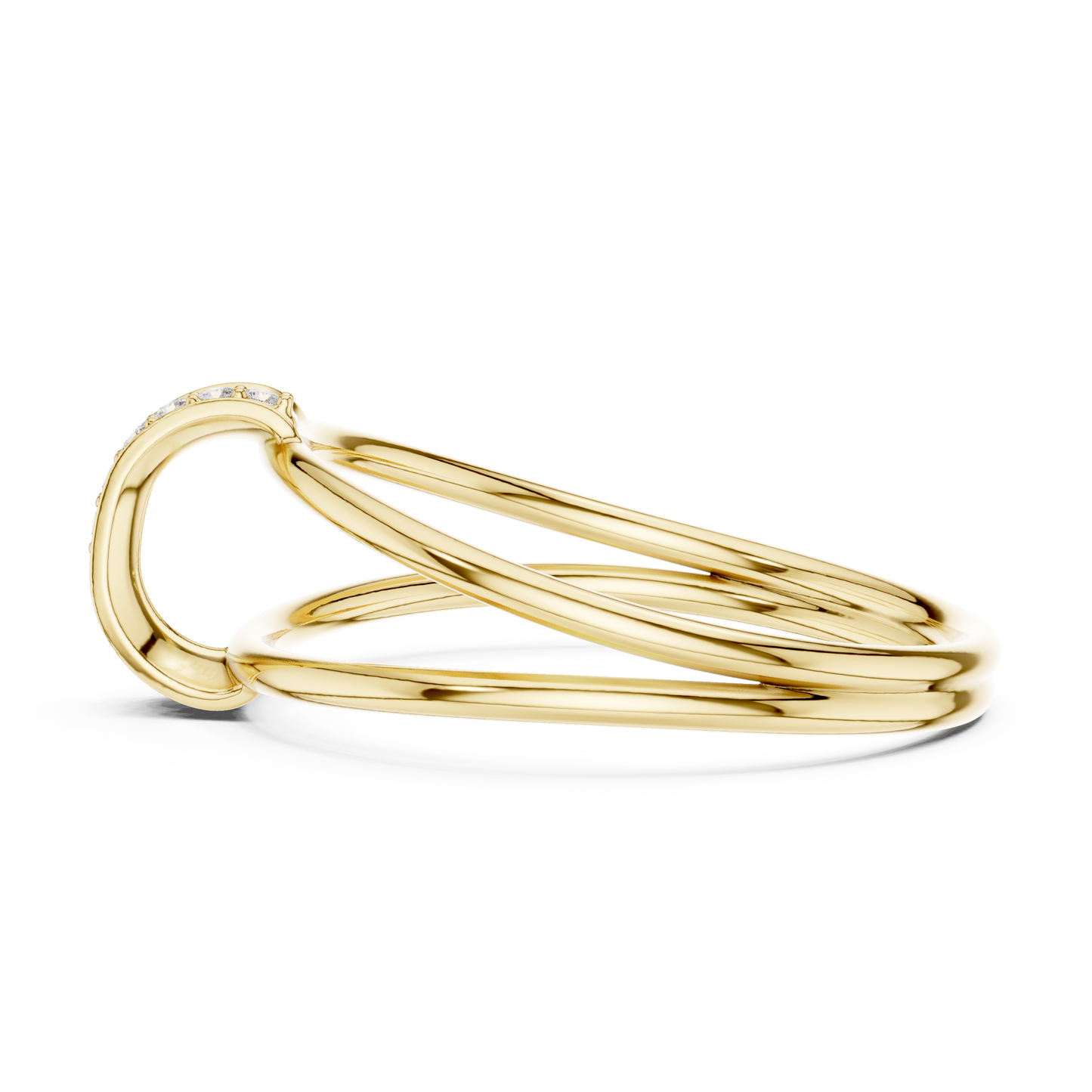0.06 Carat Diamond Vertical Bar Split Shank Ring | Yellow Gold