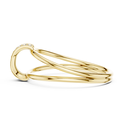 0.06 Carat Diamond Vertical Bar Split Shank Ring | Yellow Gold