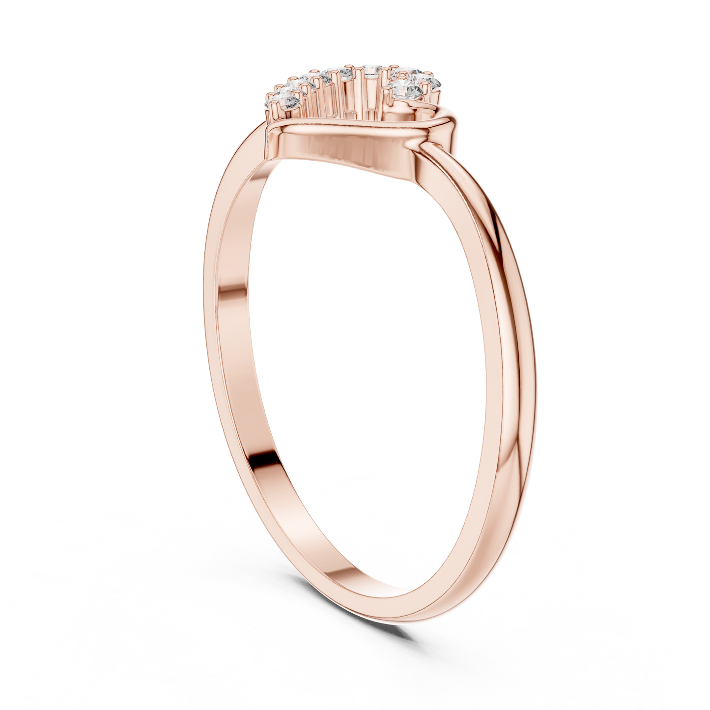 0.10 Carat Diamond Asymmetrical Open Heart Ring | Yellow Gold