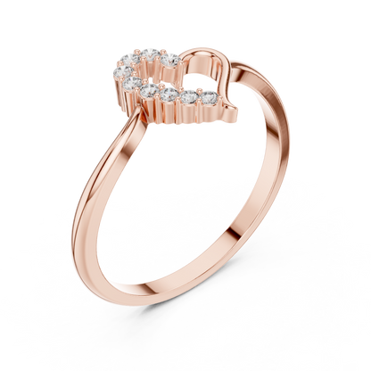 0.10 Carat Diamond Asymmetrical Open Heart Ring | Yellow Gold