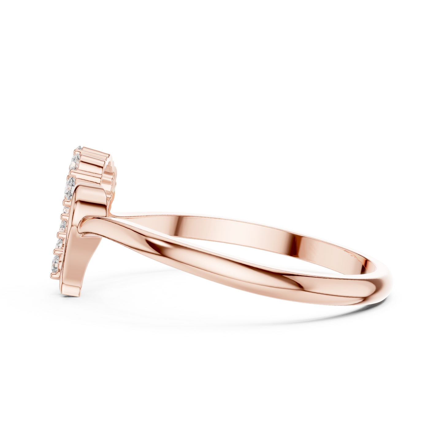 0.10 Carat Diamond Asymmetrical Open Heart Ring | Yellow Gold