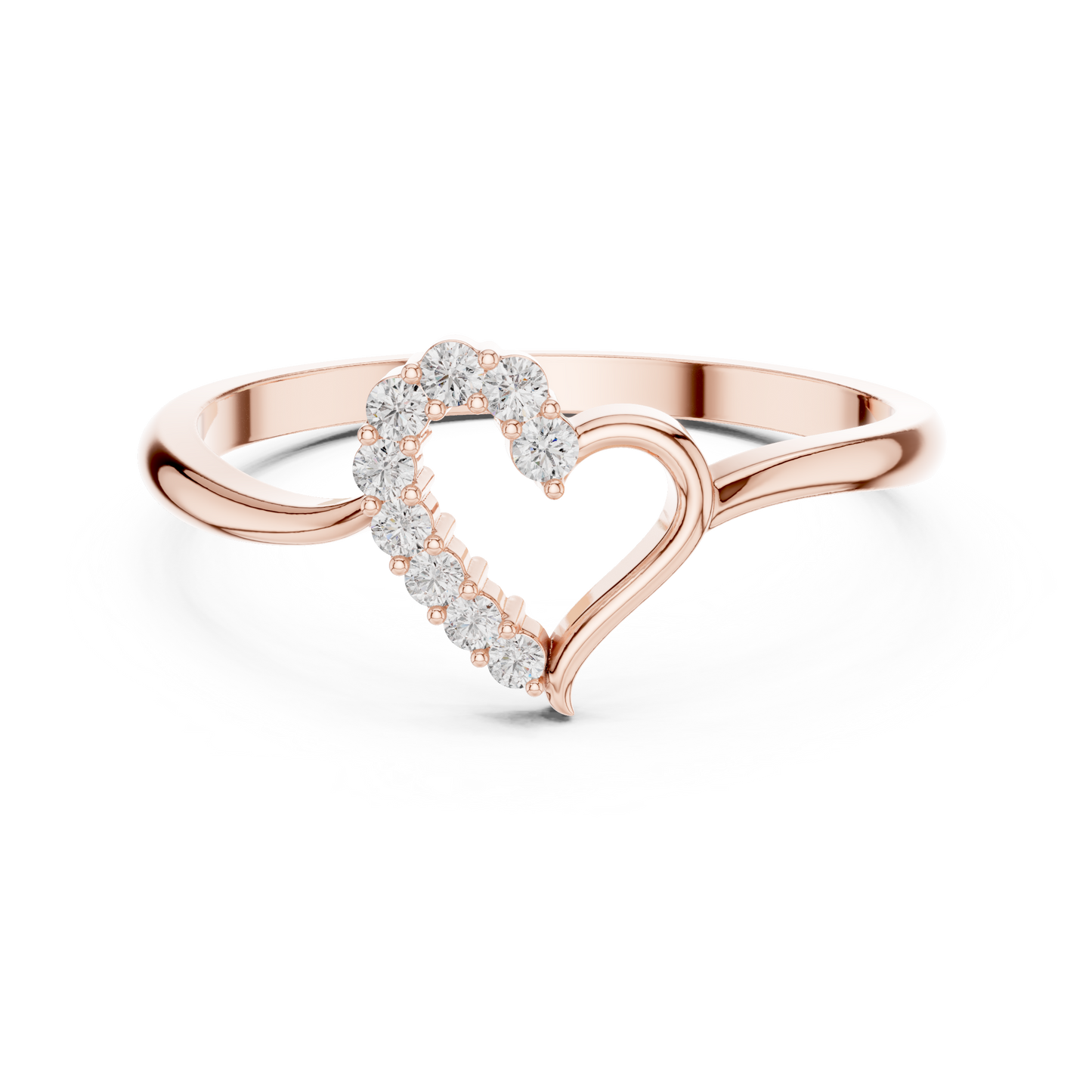 0.10 Carat Diamond Asymmetrical Open Heart Ring | Yellow Gold