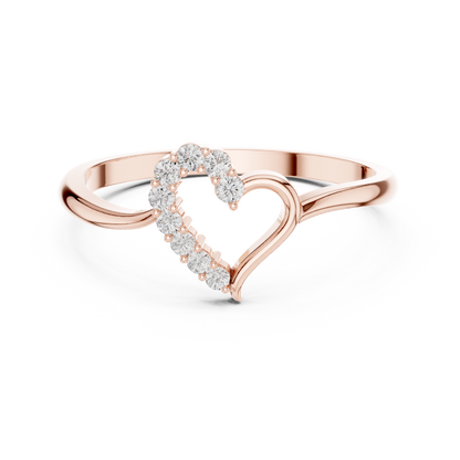 0.10 Carat Diamond Asymmetrical Open Heart Ring | Yellow Gold