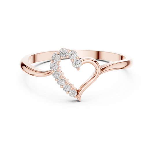 0.10 Carat Diamond Asymmetrical Open Heart Ring | Yellow Gold