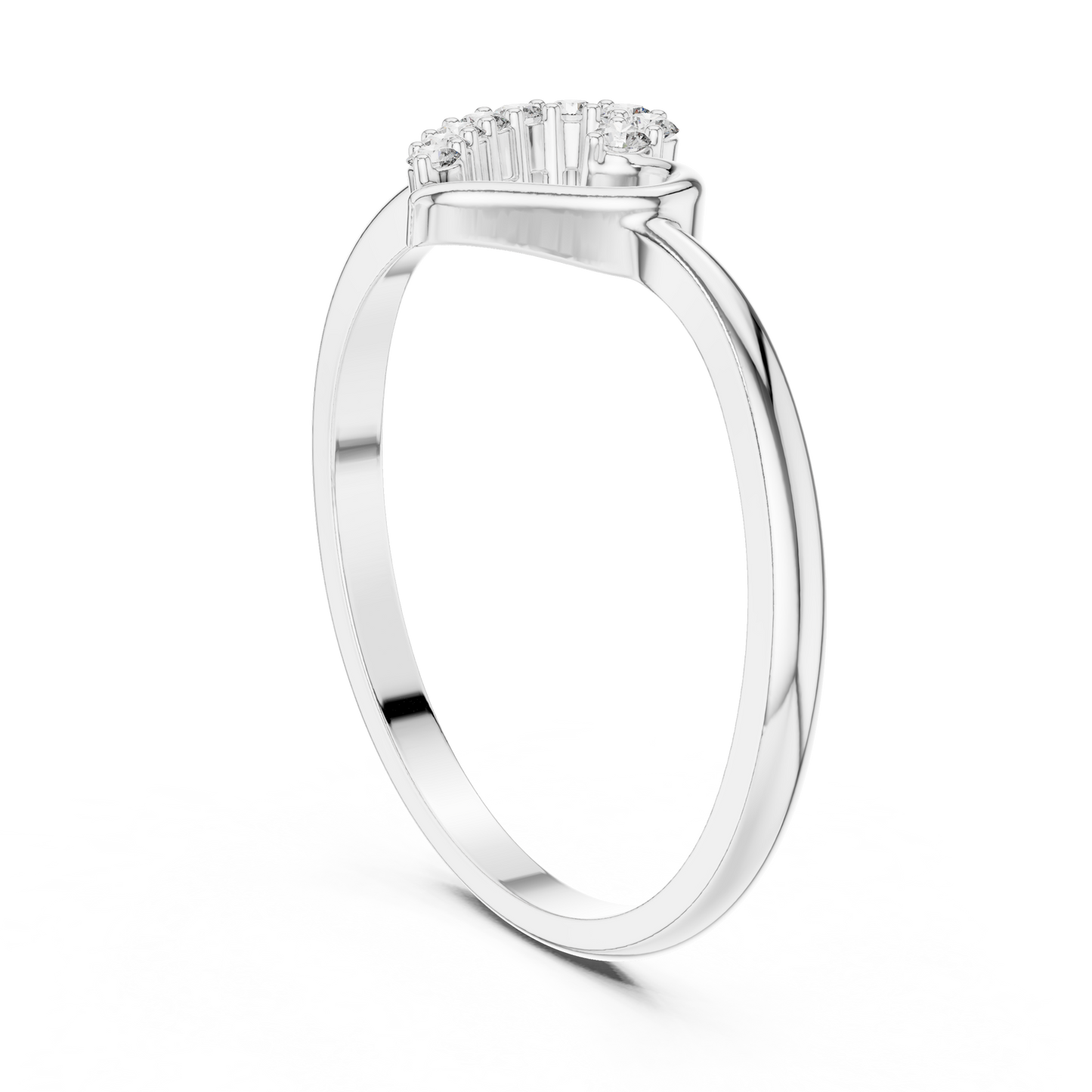 0.10 Carat Diamond Asymmetrical Open Heart Ring | Yellow Gold