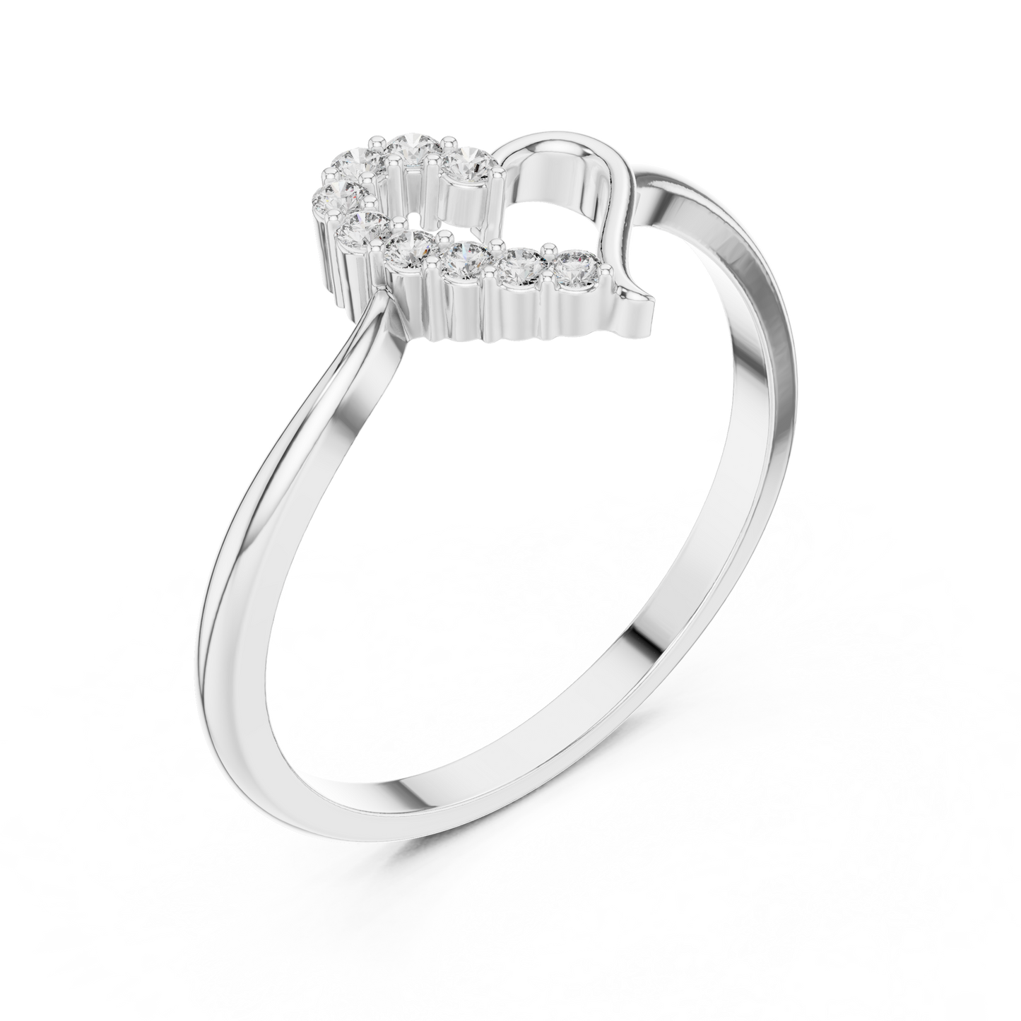 0.10 Carat Diamond Asymmetrical Open Heart Ring | Yellow Gold