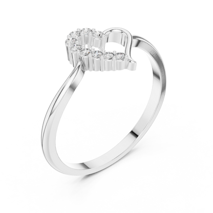 0.10 Carat Diamond Asymmetrical Open Heart Ring | Yellow Gold