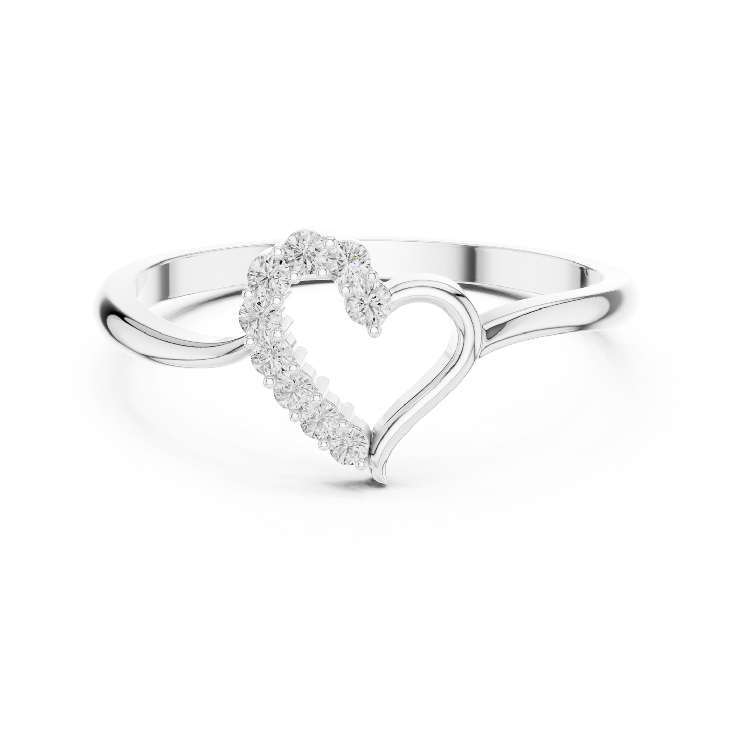 0.10 Carat Diamond Asymmetrical Open Heart Ring | Yellow Gold