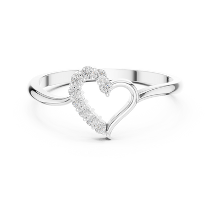 0.10 Carat Diamond Asymmetrical Open Heart Ring | Yellow Gold