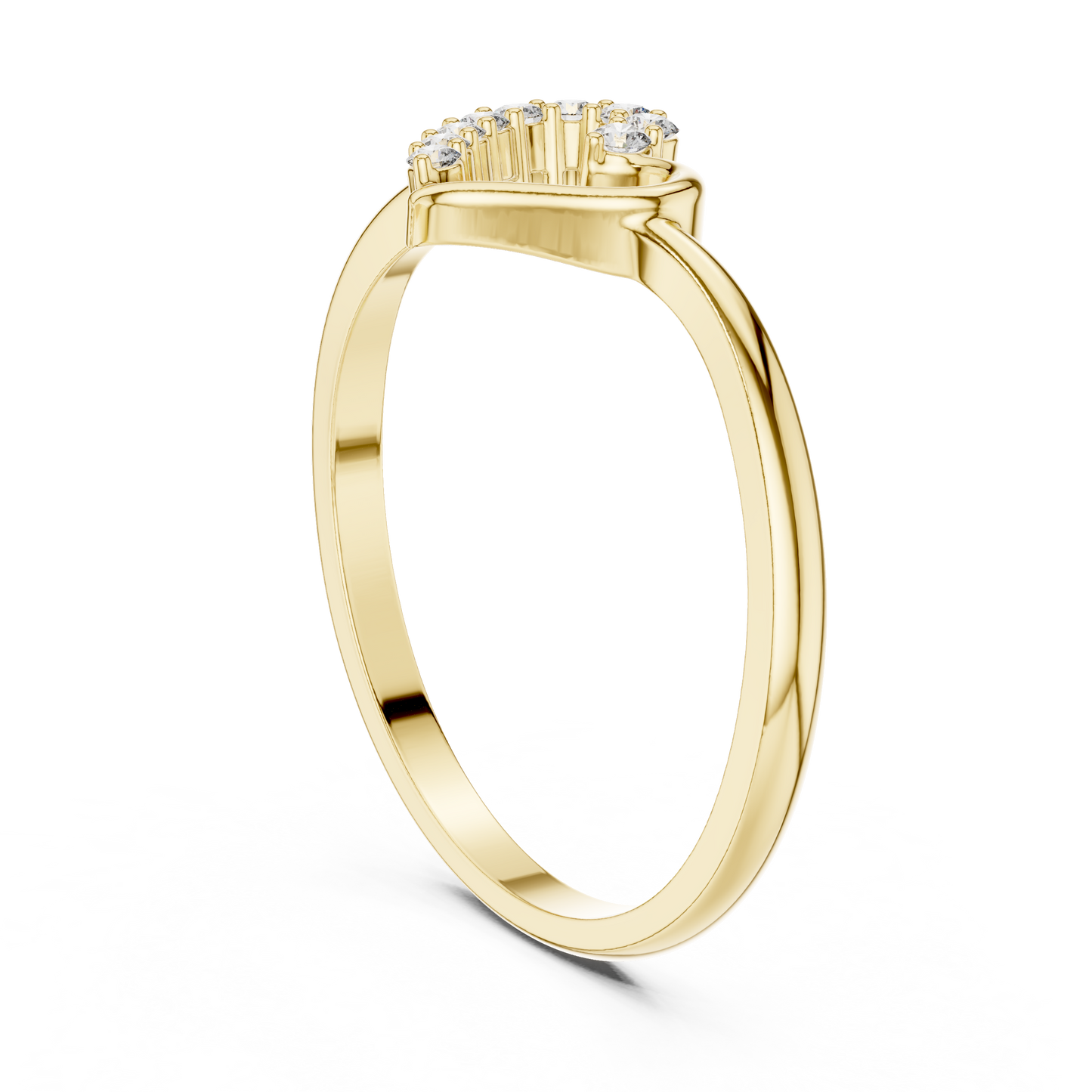 0.10 Carat Diamond Asymmetrical Open Heart Ring | Yellow Gold