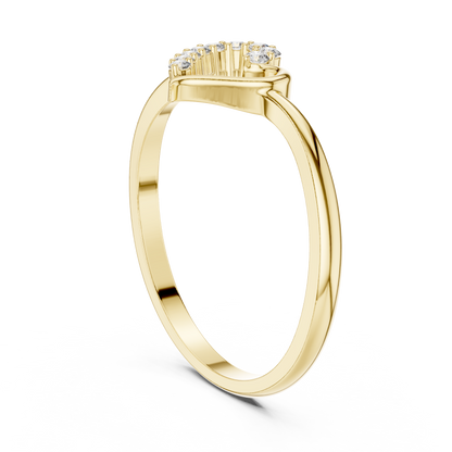 0.10 Carat Diamond Asymmetrical Open Heart Ring | Yellow Gold