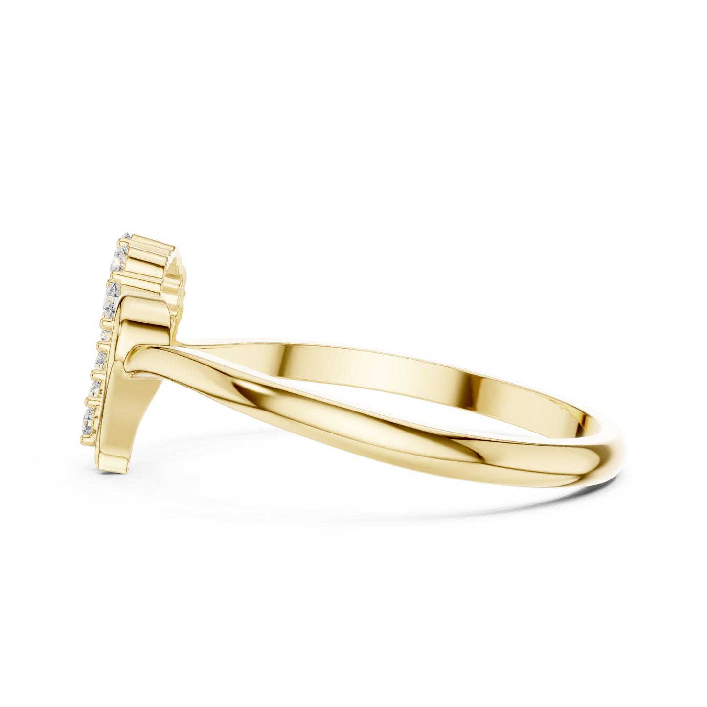 0.10 Carat Diamond Asymmetrical Open Heart Ring | Yellow Gold
