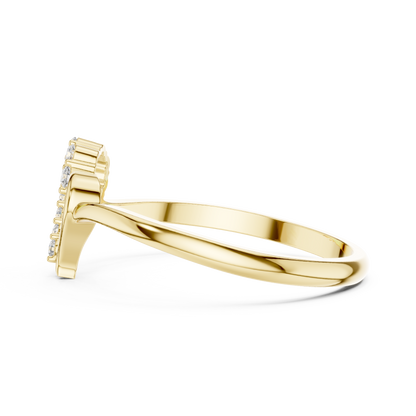0.10 Carat Diamond Asymmetrical Open Heart Ring | Yellow Gold