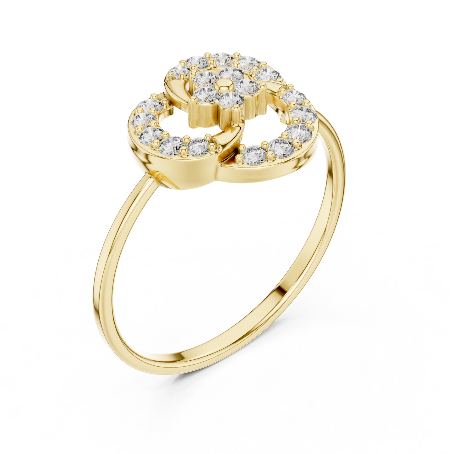 0.23 Carat Diamond Interlocking Trinity Swirl Ring | Yellow Gold