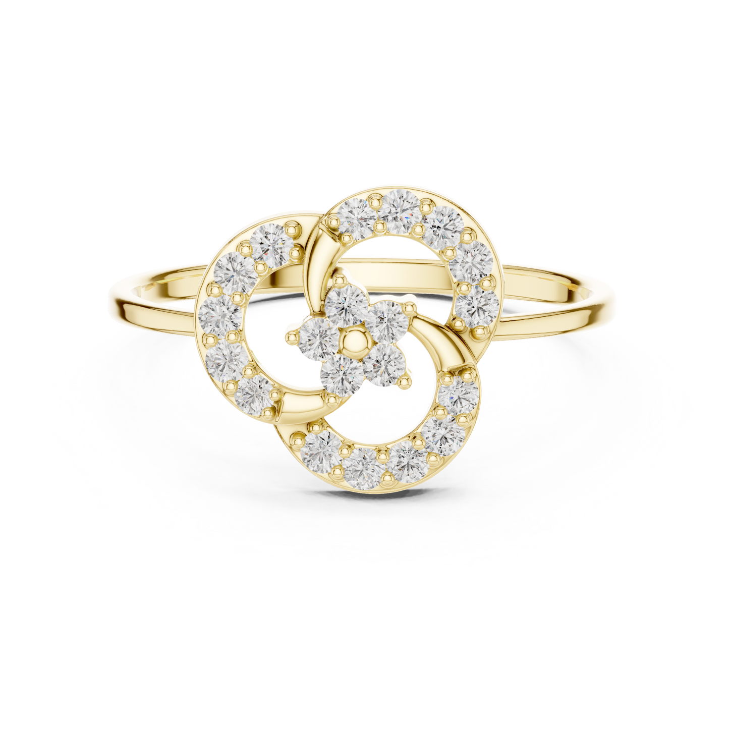 0.23 Carat Diamond Interlocking Trinity Swirl Ring | Yellow Gold