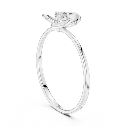 0.07 Carat Diamond Three Petal Flower Ring | Yellow Gold