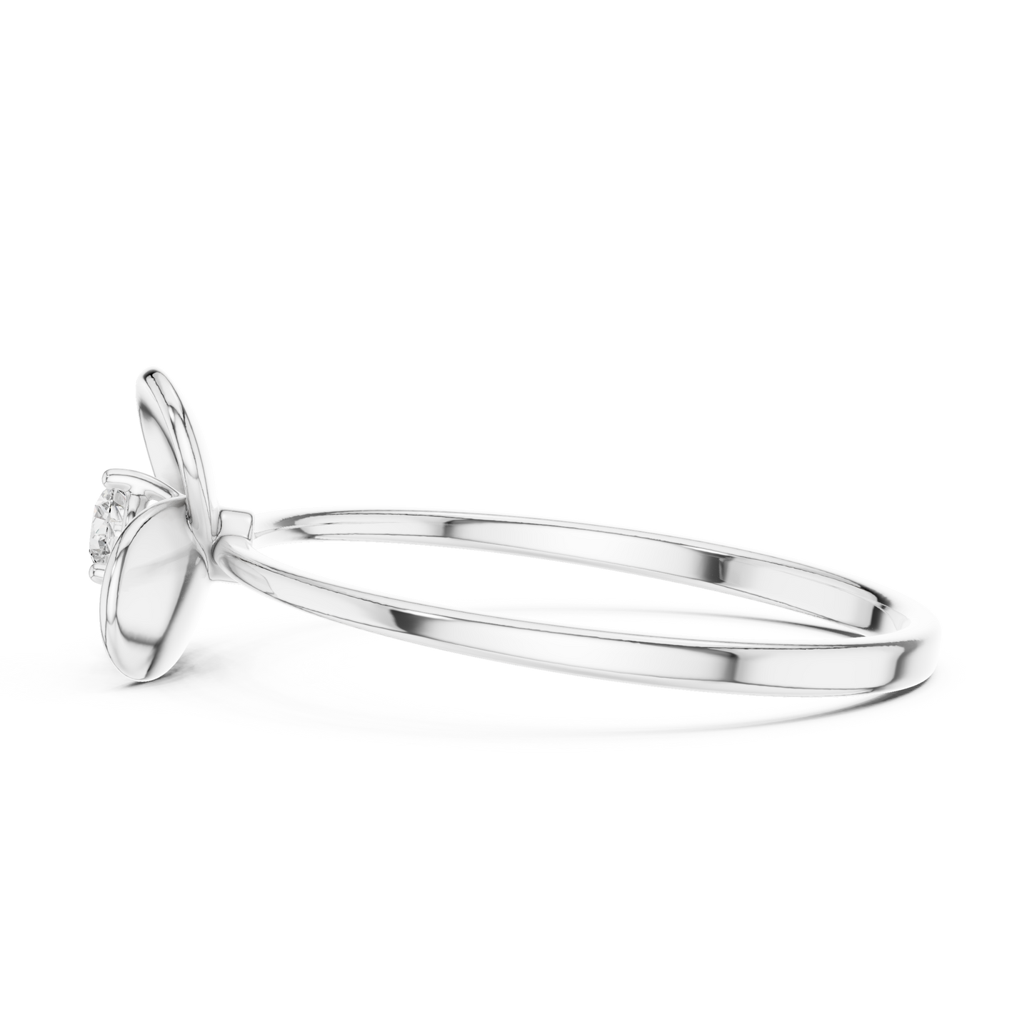 0.07 Carat Diamond Three Petal Flower Ring | Yellow Gold