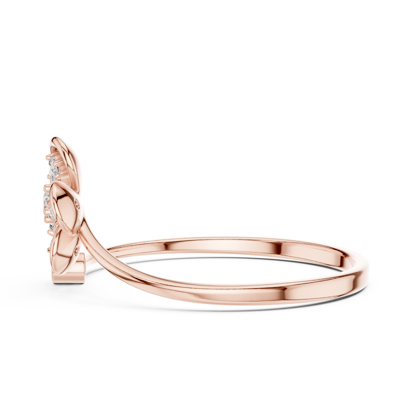 0.06 Carat Diamond Five Petal Flower Bypass Ring | Yellow Gold