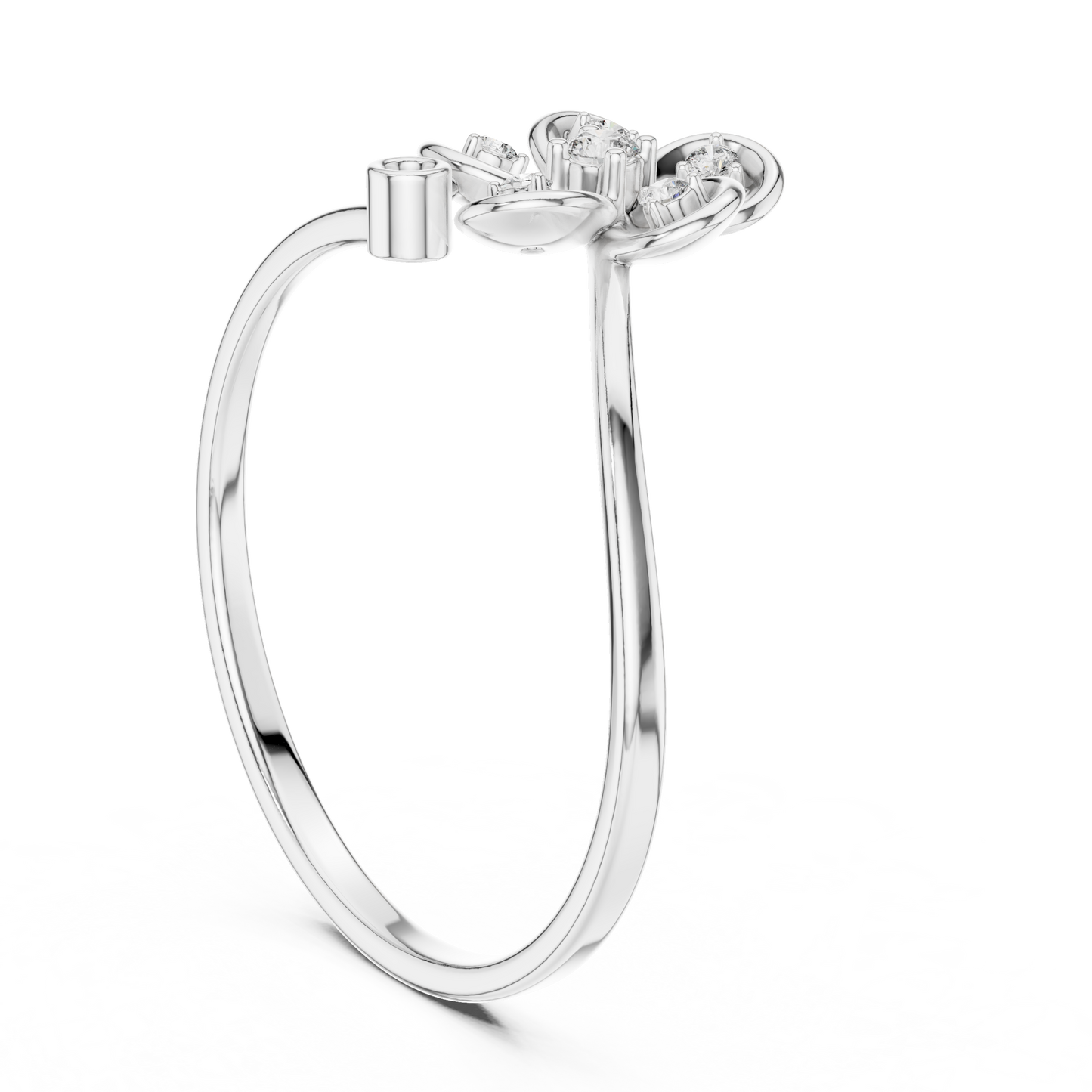0.06 Carat Diamond Five Petal Flower Bypass Ring | Yellow Gold