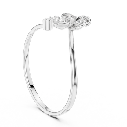 0.06 Carat Diamond Five Petal Flower Bypass Ring | Yellow Gold