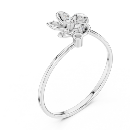 0.06 Carat Diamond Five Petal Flower Bypass Ring | Yellow Gold