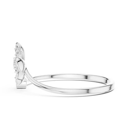 0.06 Carat Diamond Five Petal Flower Bypass Ring | Yellow Gold