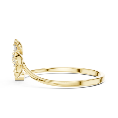0.06 Carat Diamond Five Petal Flower Bypass Ring | Yellow Gold