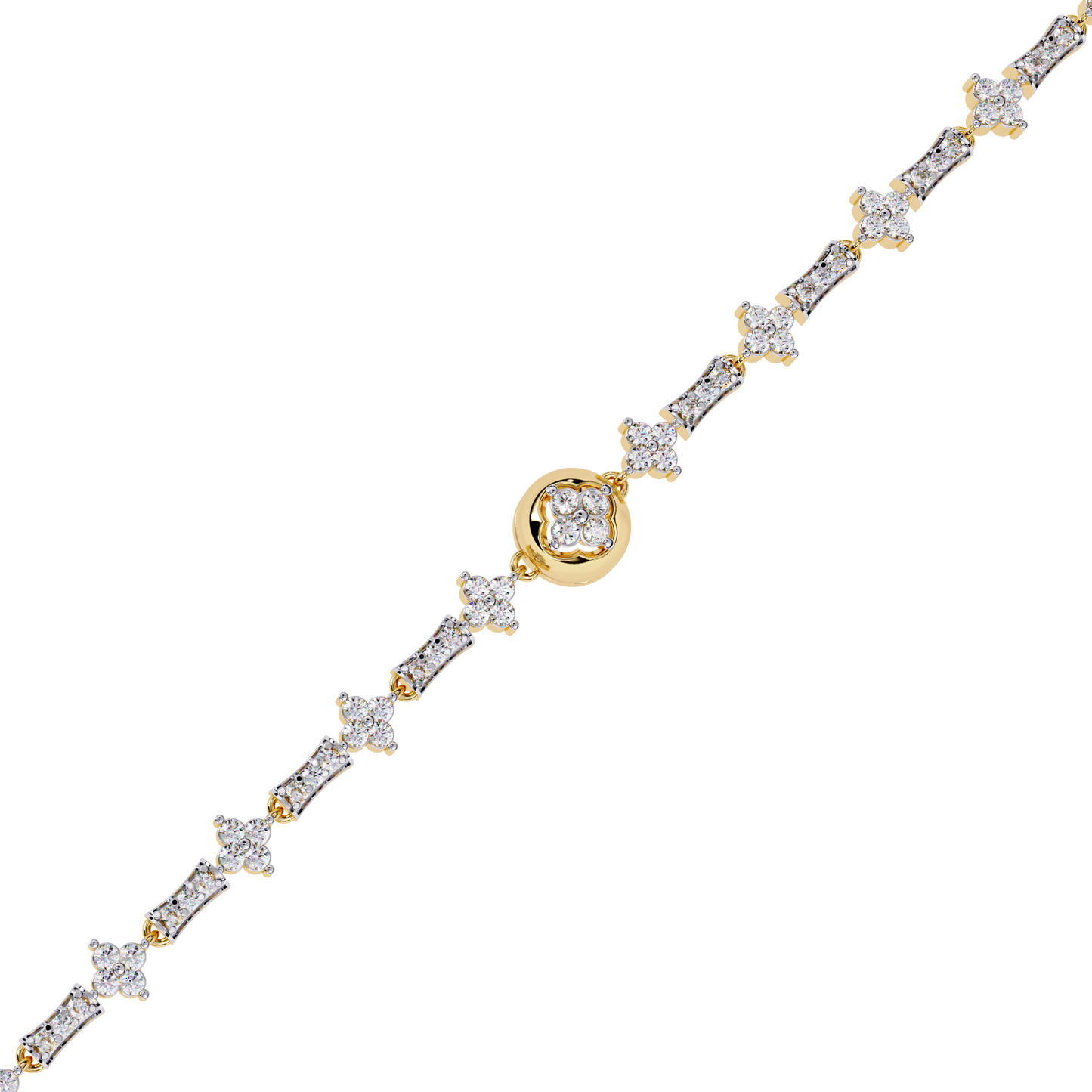 The 'Celestial Bloom' Diamond and Gold Bracelet - 0.82 Ct