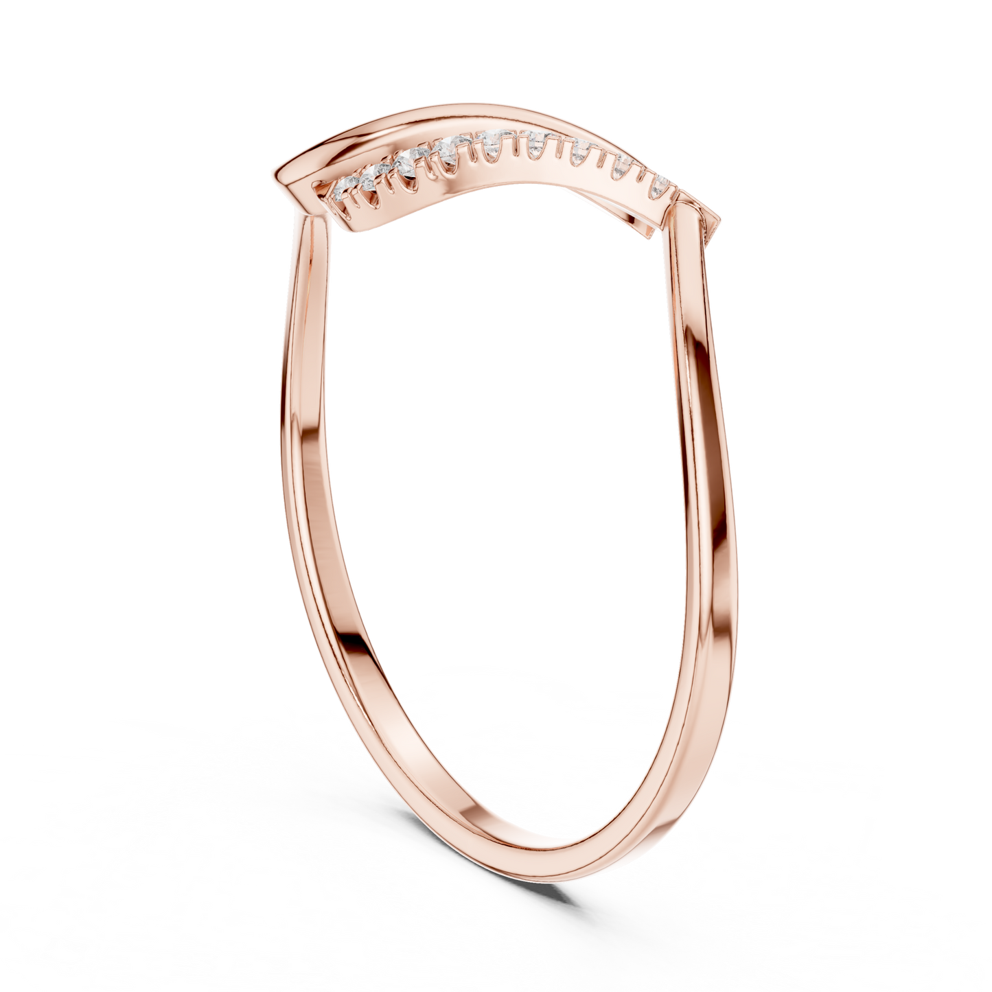 0.04 Carat Diamond Asymmetrical Bypass Wave Ring | Yellow Gold