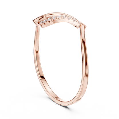 0.04 Carat Diamond Asymmetrical Bypass Wave Ring | Yellow Gold