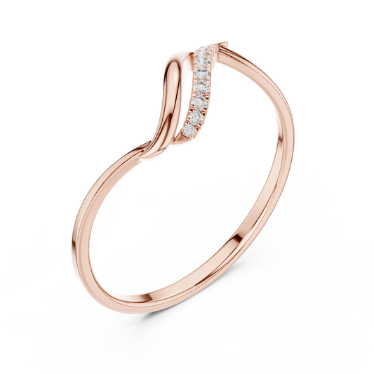 0.04 Carat Diamond Asymmetrical Bypass Wave Ring | Yellow Gold