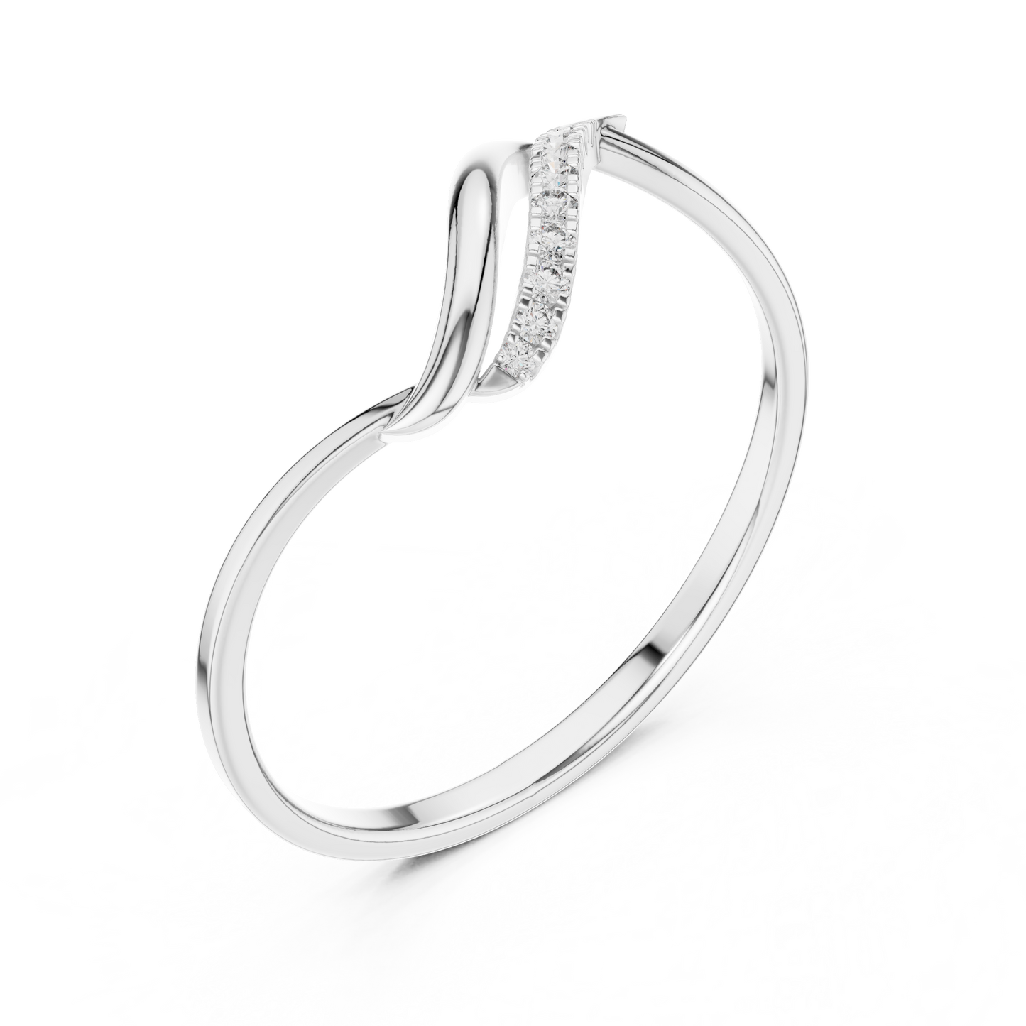 0.04 Carat Diamond Asymmetrical Bypass Wave Ring | Yellow Gold