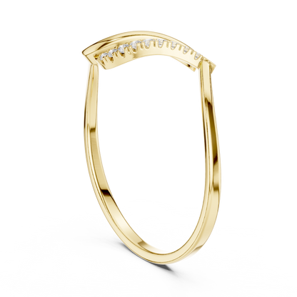 0.04 Carat Diamond Asymmetrical Bypass Wave Ring | Yellow Gold