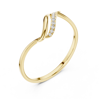 0.04 Carat Diamond Asymmetrical Bypass Wave Ring | Yellow Gold