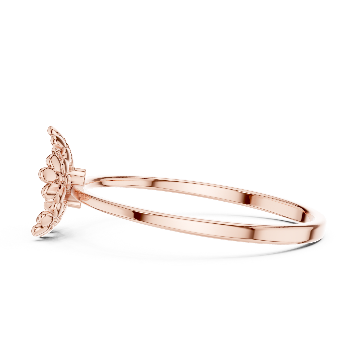 0.03 Carat Diamond Open Pentagon Flower Garland Ring | Yellow Gold